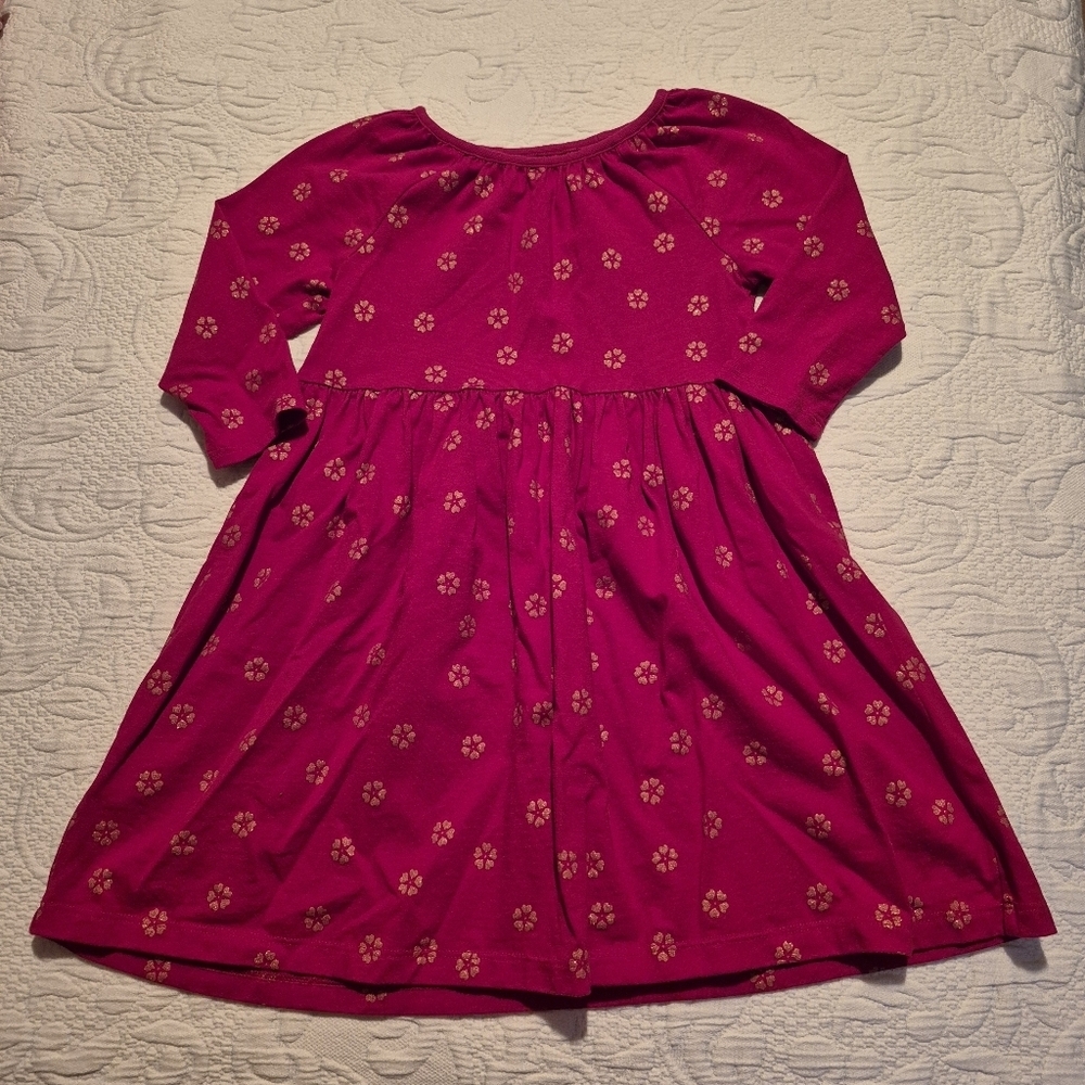 Tea Collection girls size 6 deep red with gold heart flowers VVGUC